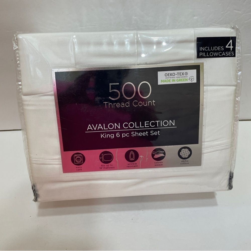 NEW IN PACKAGE AVALON COLLECTION KING SHEET SET‎ IN WHITE